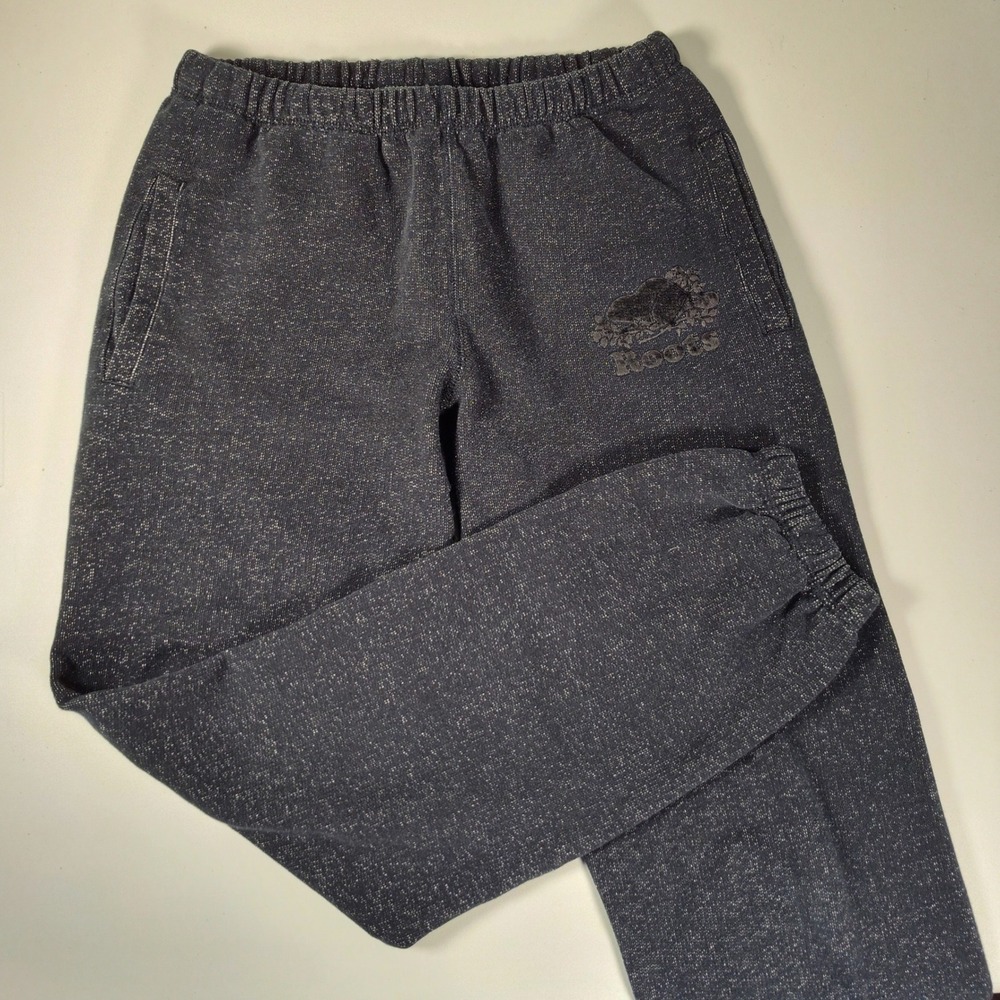 Roots Salt and Pepper Sweatpants Charcoal Grey Beaver Logo Joggers XS